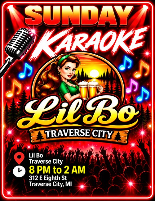 Sunday karaoke at Lil Bo in Traverse City, 8 PM to close