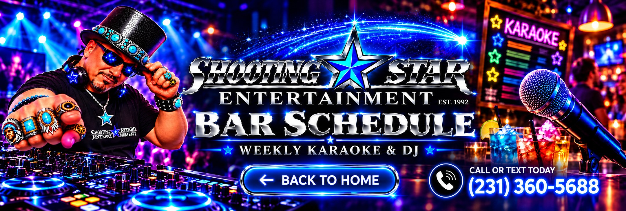 Shooting Star Entertainment weekly karaoke and DJ bar schedule